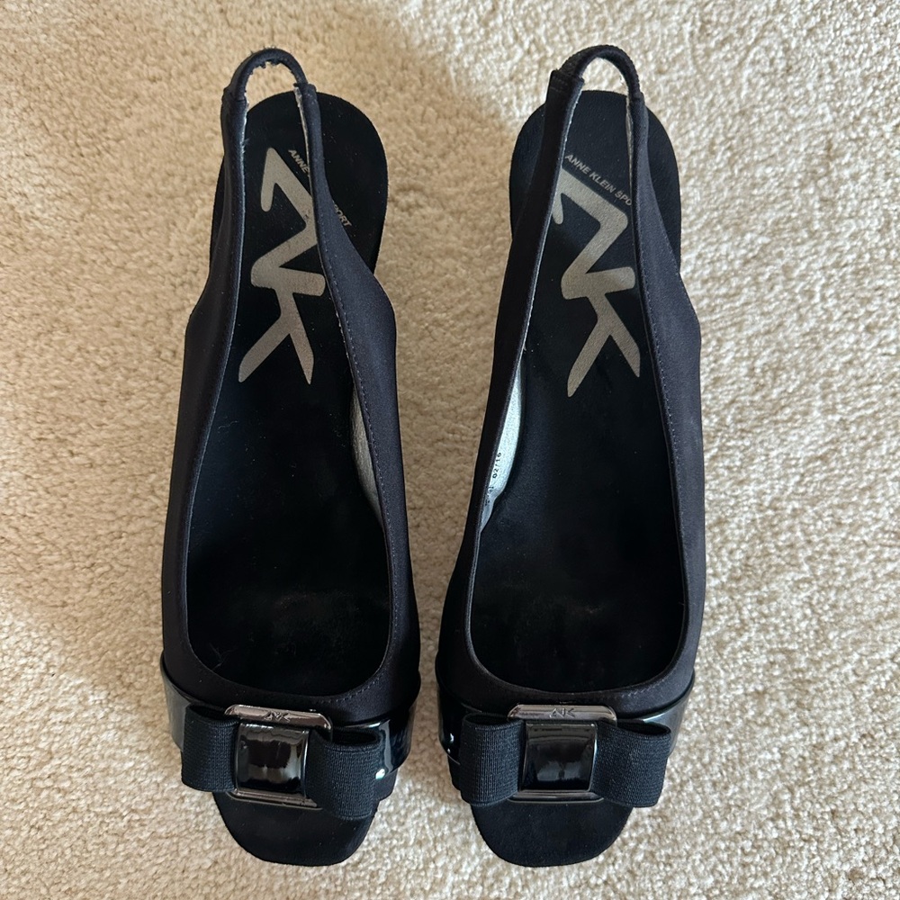 Anne Klein Black Slingback Flats with Buckle